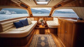 AI generated interior of luxury yacht photo