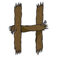 h de madera alfabeto fuente vector