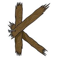 k de madera alfabeto fuente vector