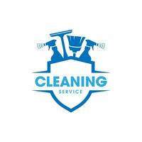 Creative Cleaning Service Logo isolated on shield emblem vector