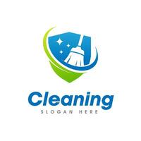 House Cleaning Service Logo. Broom isolated on shield shape vector