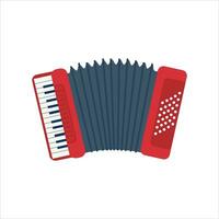 Chromatic Button Accordions or Russian Bayan. Flat Diatonic Melodeon or Piano Accordion. Cartoon blue and red color Harmonic or Jews-harp. Folk Ethnic Musical Instruments isolated on white. vector