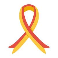 ribbon with Red and yellow stripes isolated on white. World Hepatitis Day on July 28. Vector illustration in flat cartoon style.