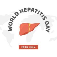 Concept of hepatitis A, B, C, D, cirrhosis, world hepatitis day. Web Horizontal Banner Template with world map and healthy human liver attacked by virus. Medical poster for Viral Hepatitis. Vector. vector