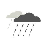 Cloudy wheater forecast icon in flat style. Simple icon with grumpy black clouds and rain. Vector illustration isolated on white background