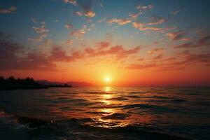AI generated Coastal enchantment a beautiful sunrise paints the sea background photo