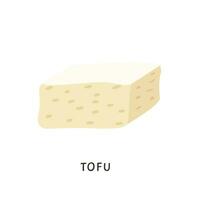 rebanado tofu pedazo. vegano orgánico soja queso aislado en blanco antecedentes. plano vector dibujos animados ilustración de lechería frijol Cuajada. tradicional asiático comida para vegetarianos