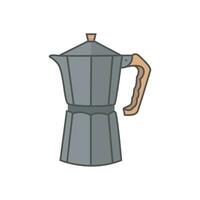 Italian geyser coffee maker outlined icon in flat cartoon style. Alternative methods of brewing coffee. Vector illustration. Vector illustration isolated on white background.