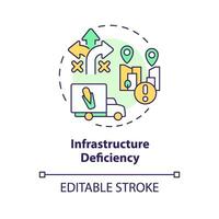 2D editable multicolor infrastructure deficiency icon, creative isolated vector, thin line illustration representing agricultural clusters. vector