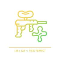 2D pixel perfect gradient paintball icon, isolated vector, thin line illustration representing weapons. vector