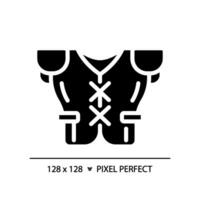 Shoulder pads black glyph icon. American football equipment. Football gridiron uniform element. Sportswear. Silhouette symbol on white space. Solid pictogram. Vector isolated illustration
