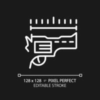 2D pixel perfect editable white barrel length icon, isolated simple vector, thin line illustration representing weapons. vector