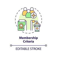 2D editable multicolor membership criteria icon, creative isolated vector, thin line illustration representing agricultural clusters. vector