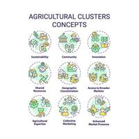 Collection of 2D editable colorful thin line icons representing agricultural clusters, isolated simple vector, linear illustration. vector