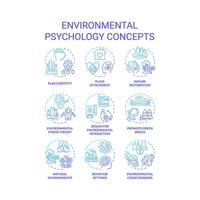 Collection of 2D gradient thin line icons representing environmental psychology, isolated simple vector, linear illustration. vector