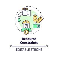 2D editable multicolor resource constraints icon, creative isolated vector, thin line illustration representing agricultural clusters. vector