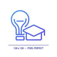 2D pixel perfect gradient innovation icon, isolated vector, thin line purple illustration representing soft skills. vector