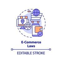 2D editable multicolor e-commerce laws icon, simple isolated vector, cyber law thin line illustration. vector