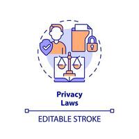 2D editable multicolor privacy laws icon, simple isolated vector, cyber law thin line illustration. vector