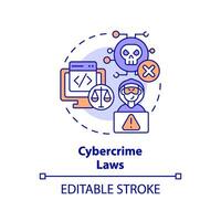 2D editable multicolor cybercrime laws icon, simple isolated vector, cyber law thin line illustration. vector