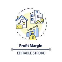 2D editable multicolor profit margin icon, simple isolated vector, construction cost thin line illustration. vector