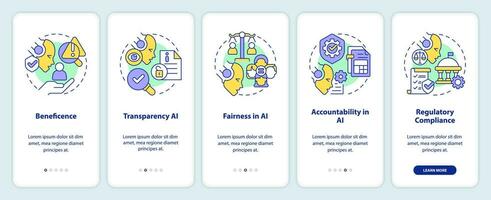 2d íconos representando ciber ley móvil aplicación pantalla colocar. recorrido 5 5 pasos vistoso gráfico instrucciones con línea íconos concepto, ui, ux, gui modelo. vector