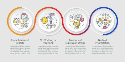 2D cyber law vector infographics template with linear icons concept, data visualization with 4 steps, process timeline chart.