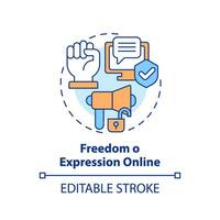 2D editable multicolor freedom of expression online icon, simple isolated vector, cyber law thin line illustration. vector