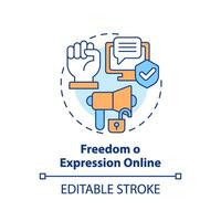 2D editable multicolor freedom of expression online icon, simple isolated vector, cyber law thin line illustration. vector