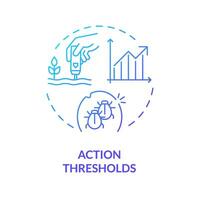 2D gradient action thresholds icon, isolated vector, integrated pest management thin line illustration. vector