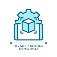 2D pixel perfect editable blue innovative mobile app icon, isolated monochromatic vector, thin line illustration representing VR, AR and MR. vector