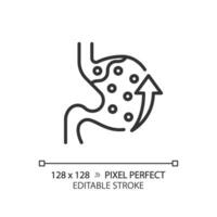 2D pixel perfect editable black acid reflux icon, isolated monochromatic vector, thin line illustration representing metabolic health. vector