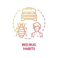 2D gradient bed bug habits icon, isolated vector, integrated pest management thin line illustration. vector