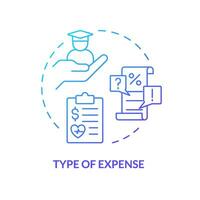 Type of expense blue gradient concept icon. Determine eligibility for financial benefit. Criteria for taxpayers. Round shape line illustration. Abstract idea. Graphic design. Easy to use in article vector