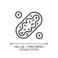 2D pixel perfect editable black mitochondria icon, isolated monochromatic vector, thin line illustration representing metabolic health. vector