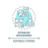 2D editable thin line icon establish boundaries concept, isolated monochromatic vector, blue illustration representing parenting children with health issues. vector