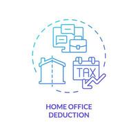 Home office deduction blue gradient concept icon. Work from home. Tax relief. Type of financial benefit. Round shape line illustration. Abstract idea. Graphic design. Easy to use in blog post vector