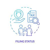 Filing status blue gradient concept icon. Determine eligibility for financial benefit. Criteria for taxpayers. Round shape line illustration. Abstract idea. Graphic design. Easy to use in blog post vector