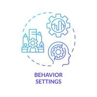 2D gradient behavior settings icon, creative isolated vector, thin line illustration representing environmental psychology. vector