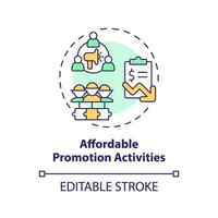 2D editable multicolor affordable promotion activities icon, creative isolated vector, thin line illustration representing agricultural clusters. vector