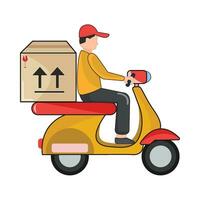 box in motorbike delivery illustration vector