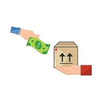 box in hand with money  illustration vector