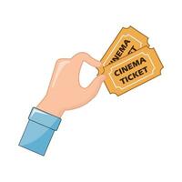 ticket cinema in hand illustration vector