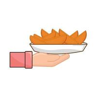 mango slice in plate vector