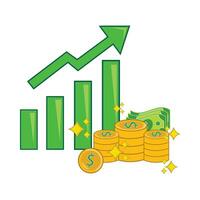 money coin with chart illustration vector