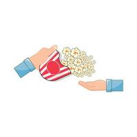 popcorn in hand illustration vector