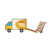 truck pick up with box in wheel illustration vector