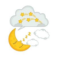 cloud, star  with moon character illustration vector