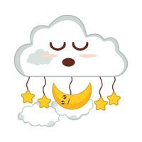 cloud, star  with moon character illustration vector