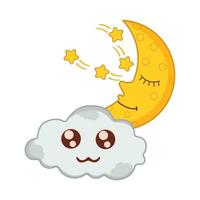 cloud, star  with moon character illustration vector